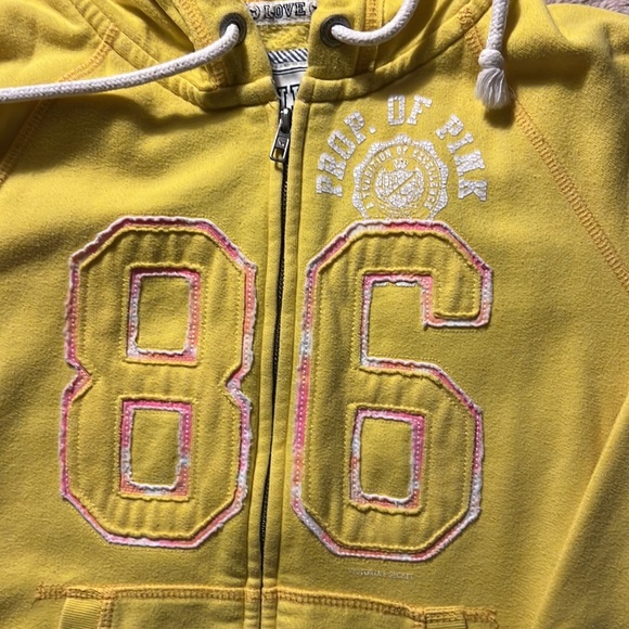 Pink from Victoria’s Secret, yellow hooded sweatshirt, size Small. - Picture 2 of 13